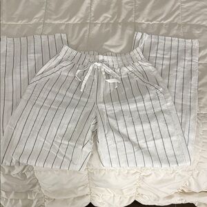 Sienna Sky White Wide-Leg Pinstripe Pants